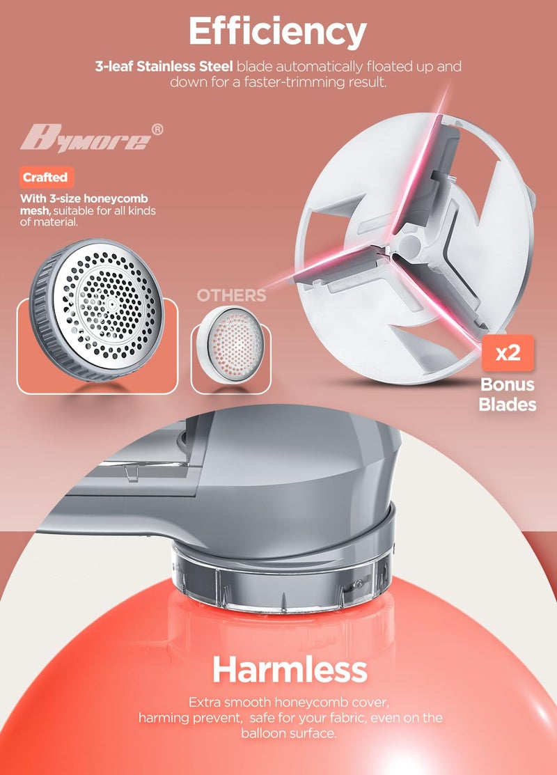 Bymore Fabric Shaver Lint Shaver for Clothes, Dual Power Lint Remover with Battery or Corded Use, Portable Sweater Shaver for Clothing, Furniture & Travel - Image 3